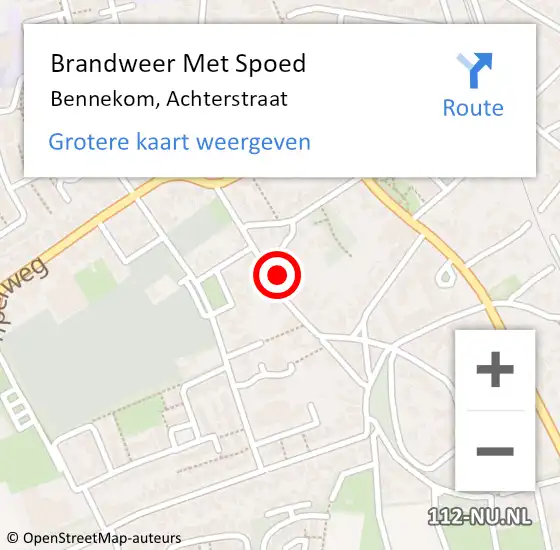 Locatie op kaart van de 112 melding: Brandweer Met Spoed Naar Bennekom, Achterstraat op 1 november 2023 20:47