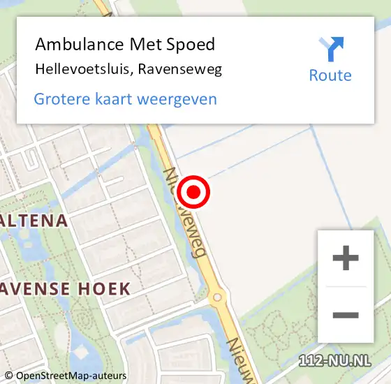 Locatie op kaart van de 112 melding: Ambulance Met Spoed Naar Hellevoetsluis, Ravenseweg op 1 november 2023 21:03