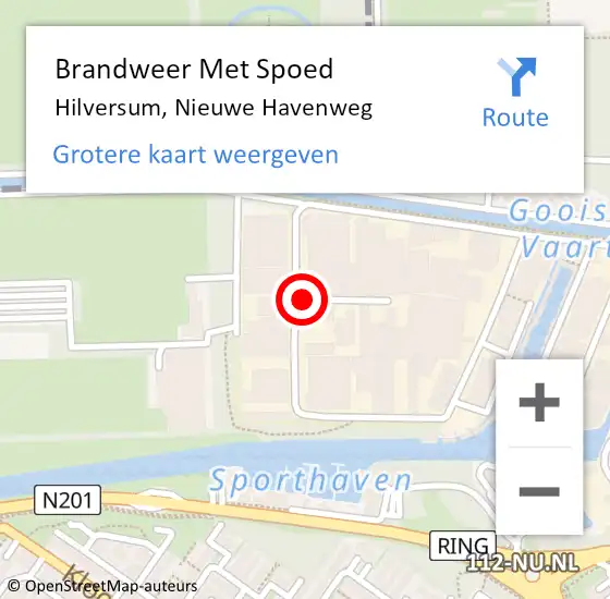 Locatie op kaart van de 112 melding: Brandweer Met Spoed Naar Hilversum, Nieuwe Havenweg op 1 november 2023 21:14