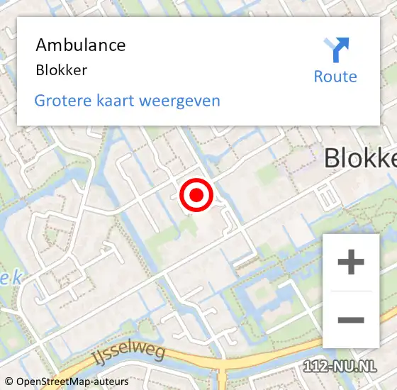 Locatie op kaart van de 112 melding: Ambulance Blokker op 1 november 2023 21:44