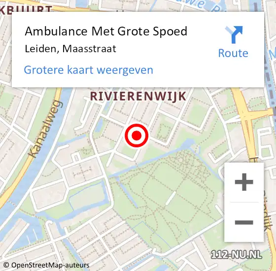 Locatie op kaart van de 112 melding: Ambulance Met Grote Spoed Naar Leiden, Maasstraat op 1 november 2023 21:51