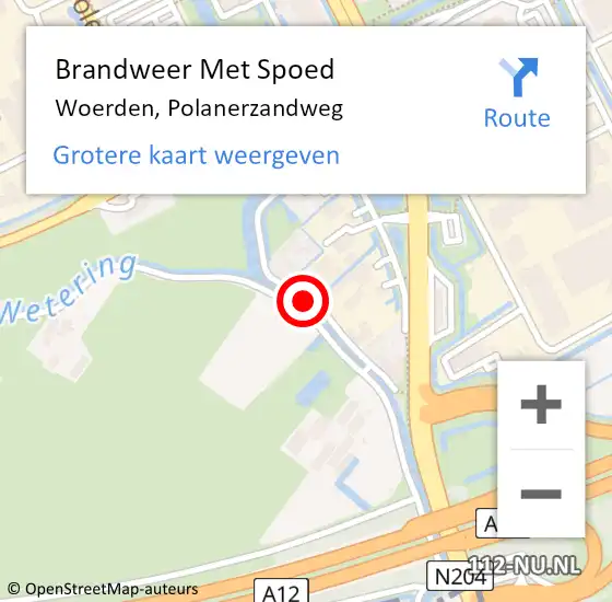 Locatie op kaart van de 112 melding: Brandweer Met Spoed Naar Woerden, Polanerzandweg op 13 september 2014 16:35