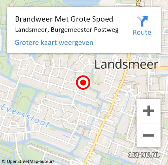 Locatie op kaart van de 112 melding: Brandweer Met Grote Spoed Naar Landsmeer, Burgemeester Postweg op 1 november 2023 22:28