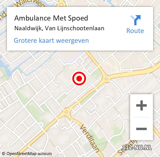 Locatie op kaart van de 112 melding: Ambulance Met Spoed Naar Naaldwijk, Van Lijnschootenlaan op 1 november 2023 22:34