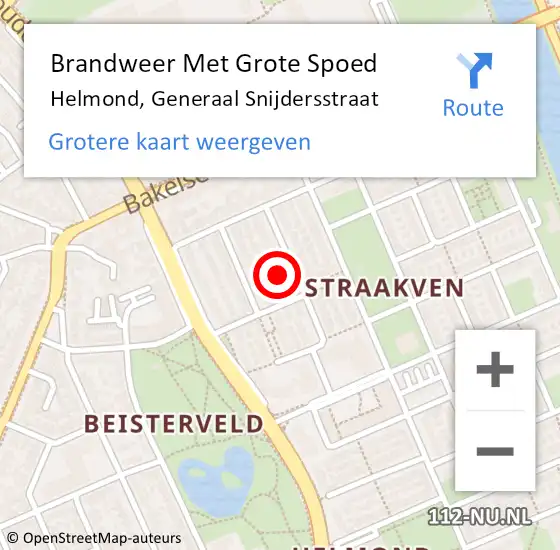 Locatie op kaart van de 112 melding: Brandweer Met Grote Spoed Naar Helmond, Generaal Snijdersstraat op 1 november 2023 22:52