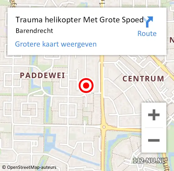 Locatie op kaart van de 112 melding: Trauma helikopter Met Grote Spoed Naar Barendrecht op 1 november 2023 23:44