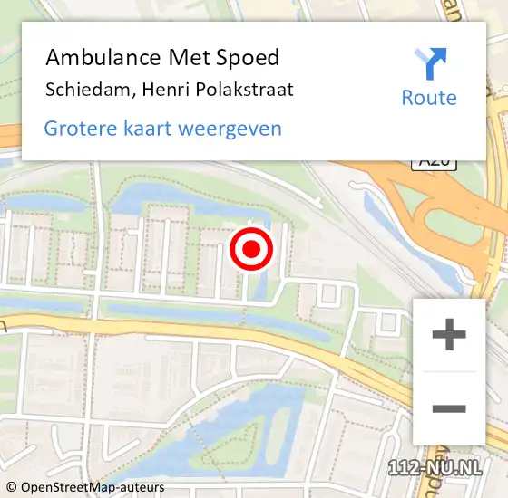Locatie op kaart van de 112 melding: Ambulance Met Spoed Naar Schiedam, Henri Polakstraat op 2 november 2023 00:03