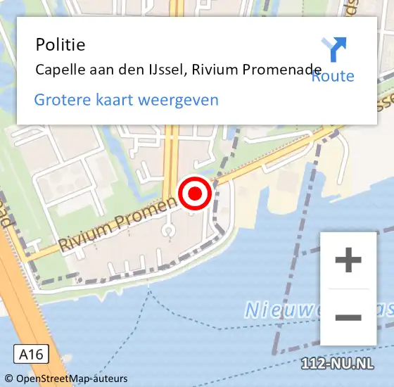 Locatie op kaart van de 112 melding: Politie Capelle aan den IJssel, Rivium Promenade op 13 september 2014 16:43