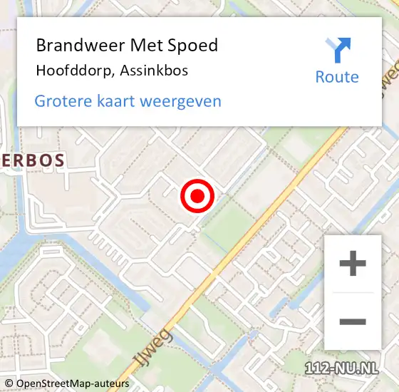 Locatie op kaart van de 112 melding: Brandweer Met Spoed Naar Hoofddorp, Assinkbos op 2 november 2023 00:40
