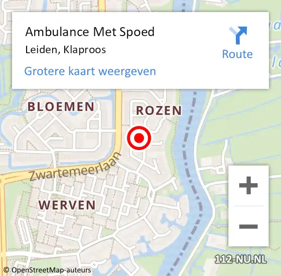 Locatie op kaart van de 112 melding: Ambulance Met Spoed Naar Leiden, Klaproos op 2 november 2023 01:23