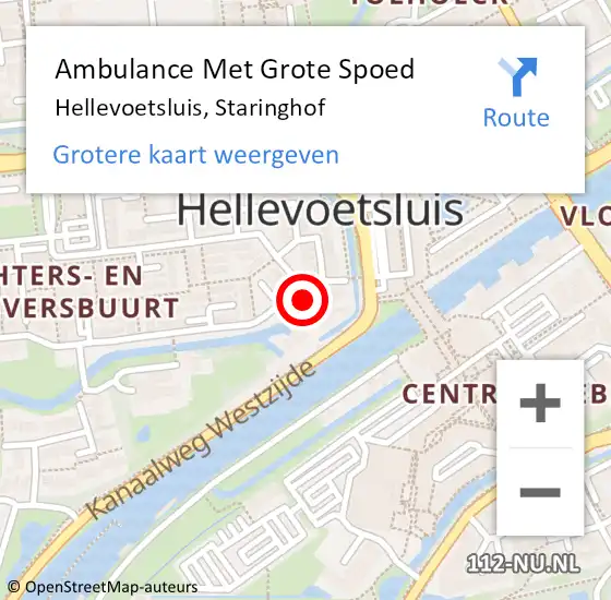 Locatie op kaart van de 112 melding: Ambulance Met Grote Spoed Naar Hellevoetsluis, Staringhof op 2 november 2023 02:07