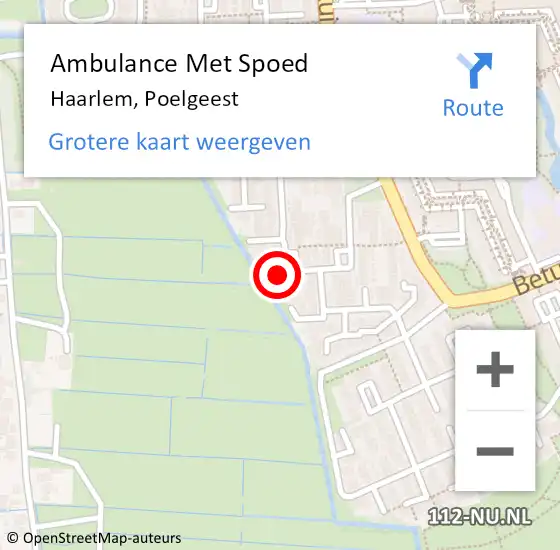 Locatie op kaart van de 112 melding: Ambulance Met Spoed Naar Haarlem, Poelgeest op 2 november 2023 02:32