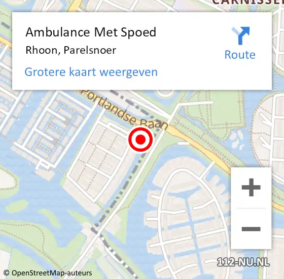 Locatie op kaart van de 112 melding: Ambulance Met Spoed Naar Rhoon, Parelsnoer op 2 november 2023 03:29