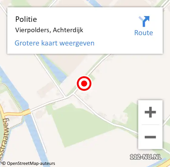 Locatie op kaart van de 112 melding: Politie Vierpolders, Achterdijk op 2 november 2023 04:17
