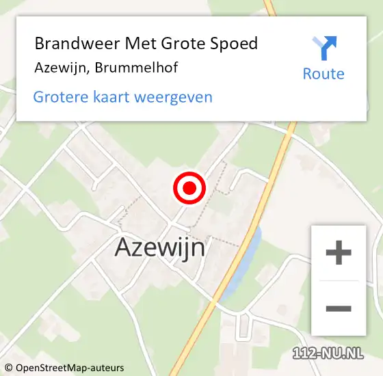 Locatie op kaart van de 112 melding: Brandweer Met Grote Spoed Naar Azewijn, Brummelhof op 2 november 2023 04:27