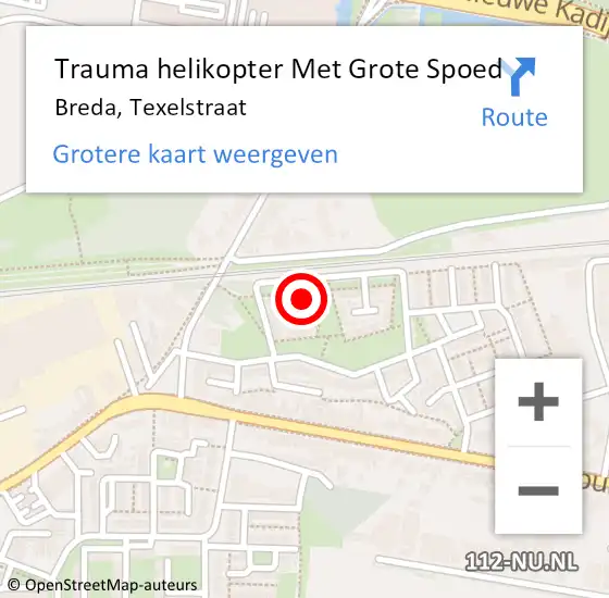 Locatie op kaart van de 112 melding: Trauma helikopter Met Grote Spoed Naar Breda, Texelstraat op 2 november 2023 05:28