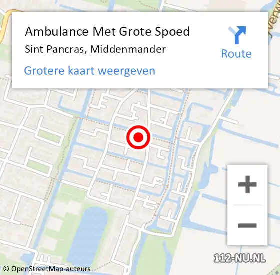 Locatie op kaart van de 112 melding: Ambulance Met Grote Spoed Naar Sint Pancras, Middenmander op 2 november 2023 06:38