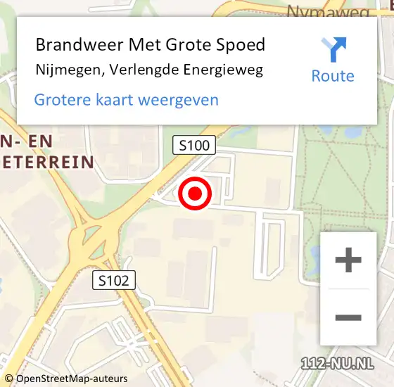 Locatie op kaart van de 112 melding: Brandweer Met Grote Spoed Naar Nijmegen, Verlengde Energieweg op 2 november 2023 06:59