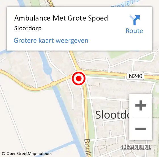 Locatie op kaart van de 112 melding: Ambulance Met Grote Spoed Naar Slootdorp op 2 november 2023 07:16