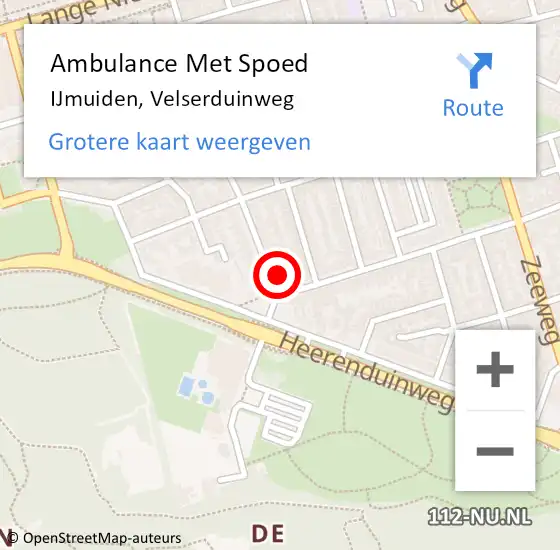 Locatie op kaart van de 112 melding: Ambulance Met Spoed Naar IJmuiden, Velserduinweg op 2 november 2023 07:28