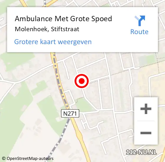 Locatie op kaart van de 112 melding: Ambulance Met Grote Spoed Naar Molenhoek, Stiftstraat op 13 september 2014 16:59