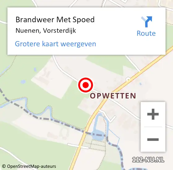 Locatie op kaart van de 112 melding: Brandweer Met Spoed Naar Nuenen, Vorsterdijk op 2 november 2023 07:54