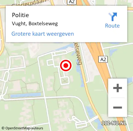 Locatie op kaart van de 112 melding: Politie Vught, Boxtelseweg op 2 november 2023 07:54