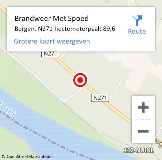 Locatie op kaart van de 112 melding: Brandweer Met Spoed Naar Bergen, N271 hectometerpaal: 89,6 op 2 november 2023 08:16