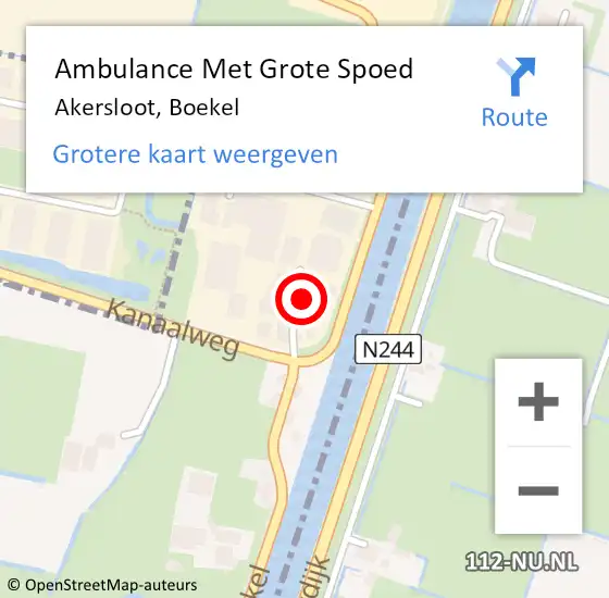 Locatie op kaart van de 112 melding: Ambulance Met Grote Spoed Naar Akersloot, Boekel op 2 november 2023 08:25