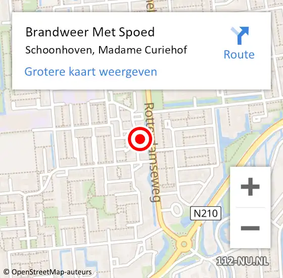 Locatie op kaart van de 112 melding: Brandweer Met Spoed Naar Schoonhoven, Madame Curiehof op 2 november 2023 08:28