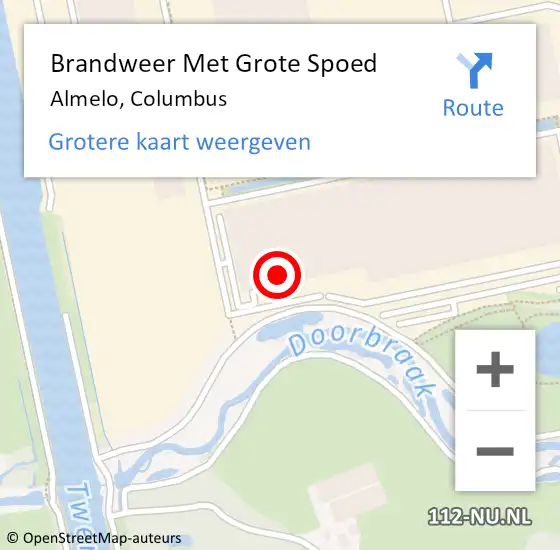 Locatie op kaart van de 112 melding: Brandweer Met Grote Spoed Naar Almelo, Columbus op 2 november 2023 08:52