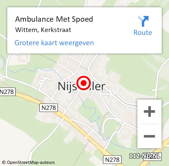 Locatie op kaart van de 112 melding: Ambulance Met Spoed Naar Wittem, Kerkstraat op 13 september 2014 17:08