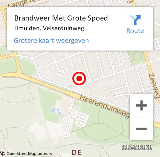 Locatie op kaart van de 112 melding: Brandweer Met Grote Spoed Naar IJmuiden, Velserduinweg op 2 november 2023 09:27