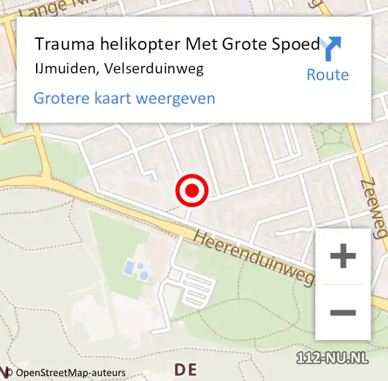 Locatie op kaart van de 112 melding: Trauma helikopter Met Grote Spoed Naar IJmuiden, Velserduinweg op 2 november 2023 09:28
