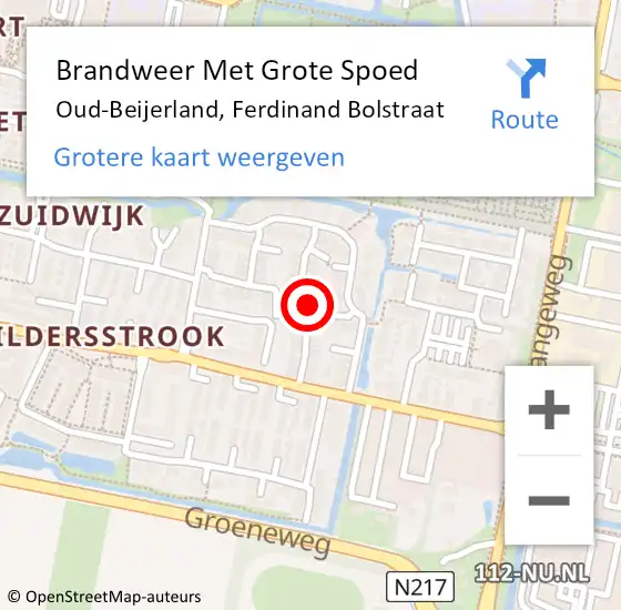 Locatie op kaart van de 112 melding: Brandweer Met Grote Spoed Naar Oud-Beijerland, Ferdinand Bolstraat op 2 november 2023 10:00