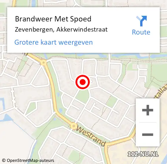 Locatie op kaart van de 112 melding: Brandweer Met Spoed Naar Zevenbergen, Akkerwindestraat op 2 november 2023 10:03