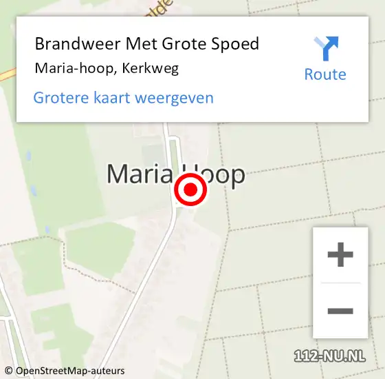 Locatie op kaart van de 112 melding: Brandweer Met Grote Spoed Naar Maria-hoop, Kerkweg op 2 november 2023 10:18