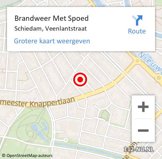 Locatie op kaart van de 112 melding: Brandweer Met Spoed Naar Schiedam, Veenlantstraat op 2 november 2023 10:19