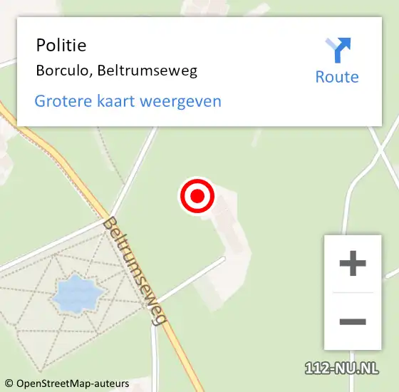 Locatie op kaart van de 112 melding: Politie Borculo, Beltrumseweg op 2 november 2023 10:30