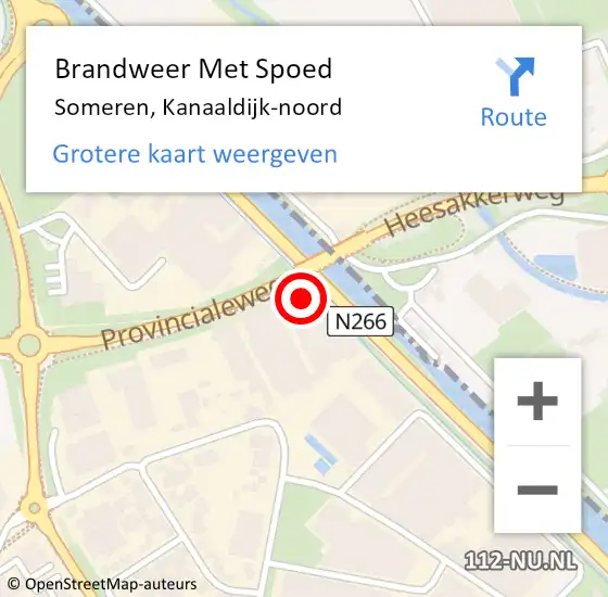 Locatie op kaart van de 112 melding: Brandweer Met Spoed Naar Someren, Kanaaldijk-noord op 2 november 2023 10:34