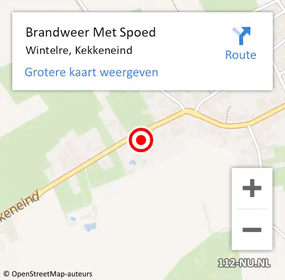 Locatie op kaart van de 112 melding: Brandweer Met Spoed Naar Wintelre, Kekkeneind op 2 november 2023 10:51