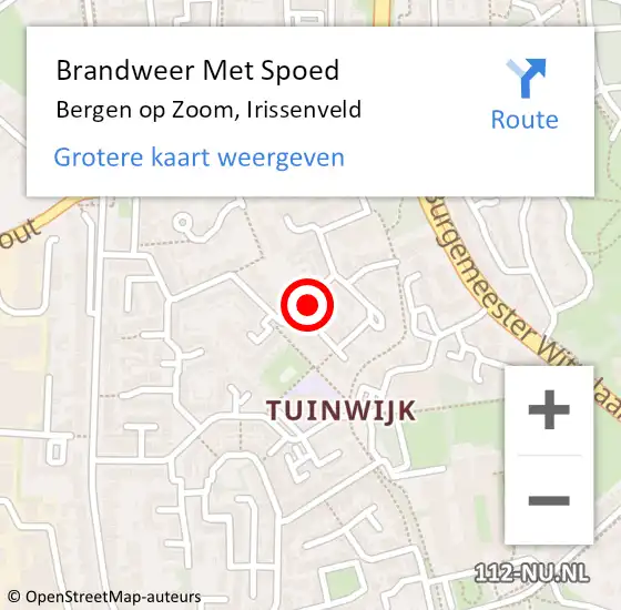 Locatie op kaart van de 112 melding: Brandweer Met Spoed Naar Bergen op Zoom, Irissenveld op 2 november 2023 10:55