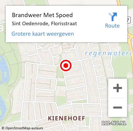 Locatie op kaart van de 112 melding: Brandweer Met Spoed Naar Sint Oedenrode, Florisstraat op 2 november 2023 10:57