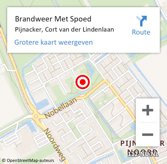 Locatie op kaart van de 112 melding: Brandweer Met Spoed Naar Pijnacker, Cort van der Lindenlaan op 2 november 2023 11:13