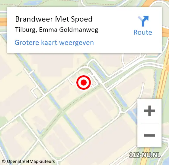 Locatie op kaart van de 112 melding: Brandweer Met Spoed Naar Tilburg, Emma Goldmanweg op 2 november 2023 11:19