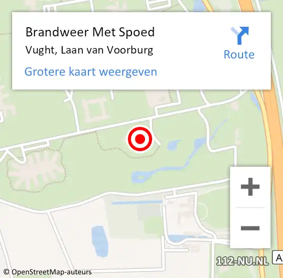 Locatie op kaart van de 112 melding: Brandweer Met Spoed Naar Vught, Laan van Voorburg op 2 november 2023 11:31