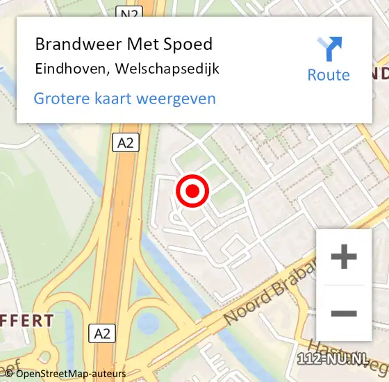 Locatie op kaart van de 112 melding: Brandweer Met Spoed Naar Eindhoven, Welschapsedijk op 2 november 2023 11:32