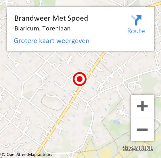 Locatie op kaart van de 112 melding: Brandweer Met Spoed Naar Blaricum, Torenlaan op 2 november 2023 11:42