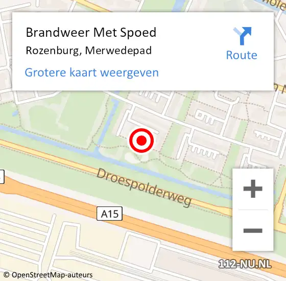 Locatie op kaart van de 112 melding: Brandweer Met Spoed Naar Rozenburg, Merwedepad op 2 november 2023 11:44