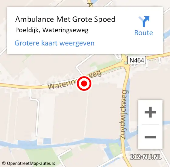 Locatie op kaart van de 112 melding: Ambulance Met Grote Spoed Naar Poeldijk, Wateringseweg op 2 november 2023 11:47